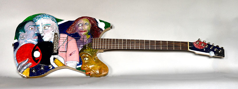 photo of art guitar with ping pong theme