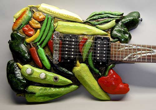 photo of Sweet and Hot Peppers guitar to accompany poem